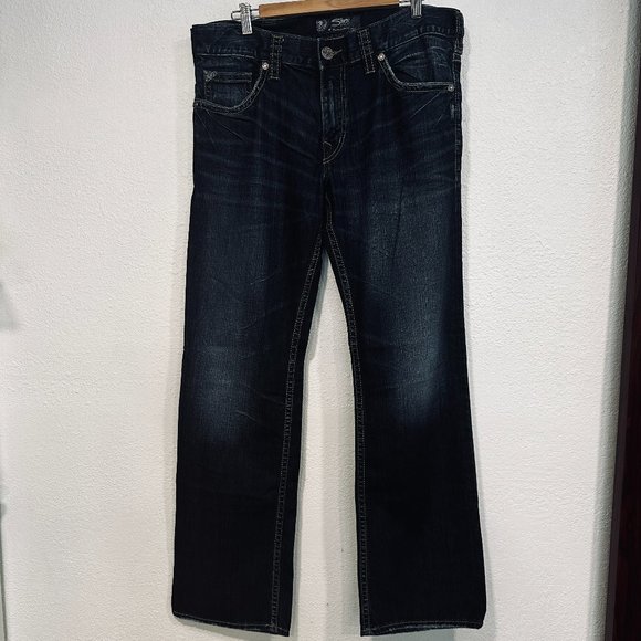 Silver ZAC Jeans Mens Relaxed Straight Fit Indigo Size W34xL34 Actual W38xL33.5